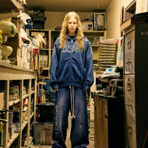 Satoshi Nakamoto Washed Blue Hoodie - Premium streetwear fit